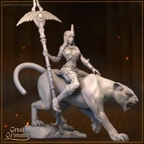 Witch riding a puma Figure (Unpainted)
