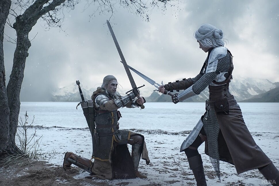 Russian Cosplay: Geralt & Ciri (The Witcher 3: Wild Hunt) by Alex Wolf & Frau_Haku
