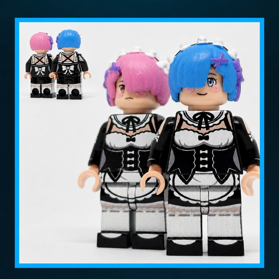 Ram & Rem Twin Maid Sisters Minifigure Set (2pcs) Video
