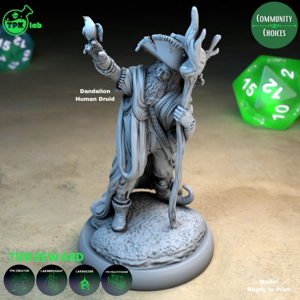 Dandalion - Human Druid Figure (Unpainted)