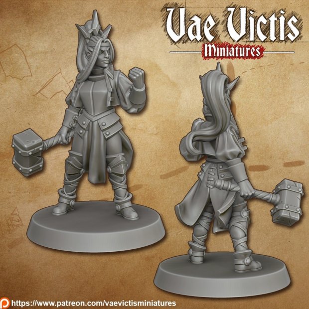 Female cleric with hammer Figure (Unpainted)