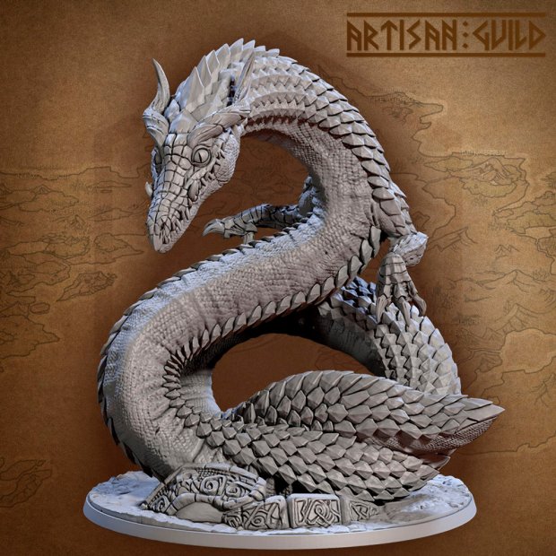Eldormir, Fiery Linnorm Figure (Unpainted)