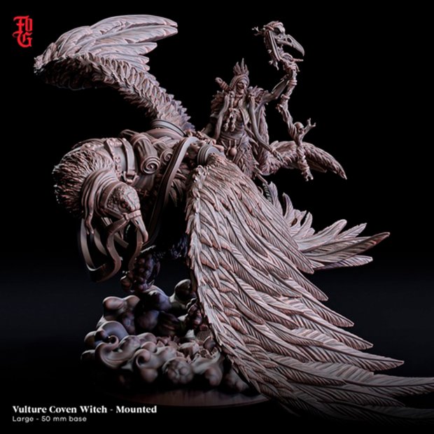 Roiveg the Cruel, A Witch Riding a Vulture Figure (Unpainted)