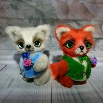 2 Cute Foxes (17 cm) Plush Toys