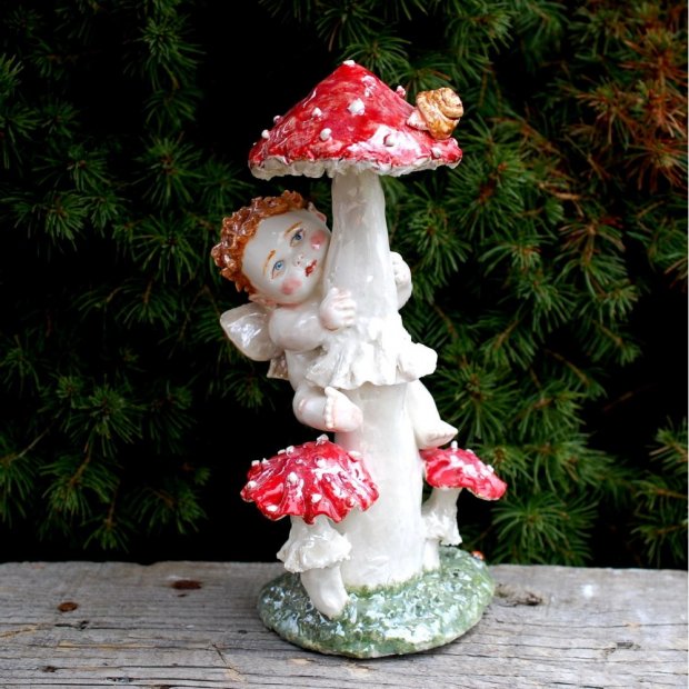 Little Elf And Fly Agaric Figure