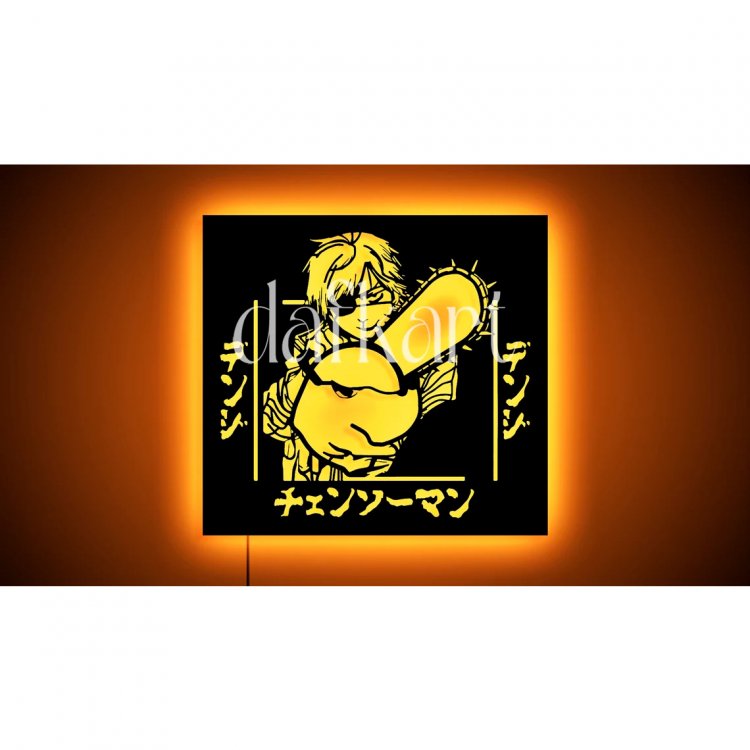 Chainsaw Man Lighted Up Wooden Wall Art v2