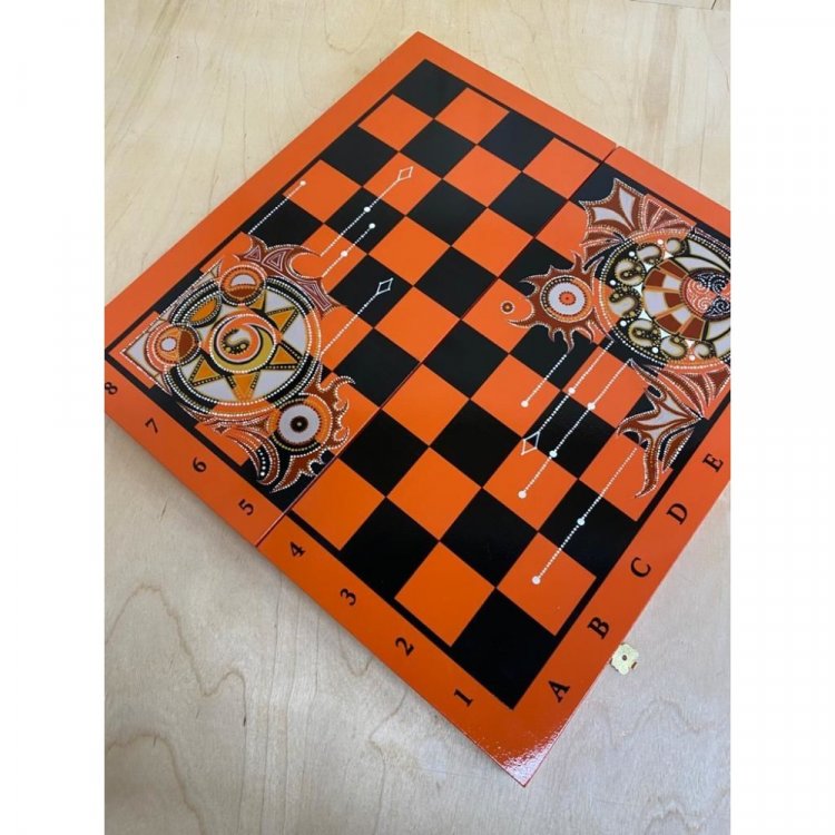 Handmade Orange Fantasy Tournament Chess