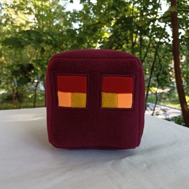 Pixel Lava Cube Plush Toy (Maroon)