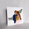 Couple in love Embroidery on cardboard canvas