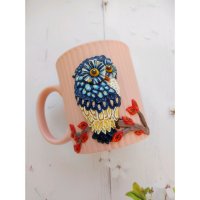 Owl On Branch Mug With Decor