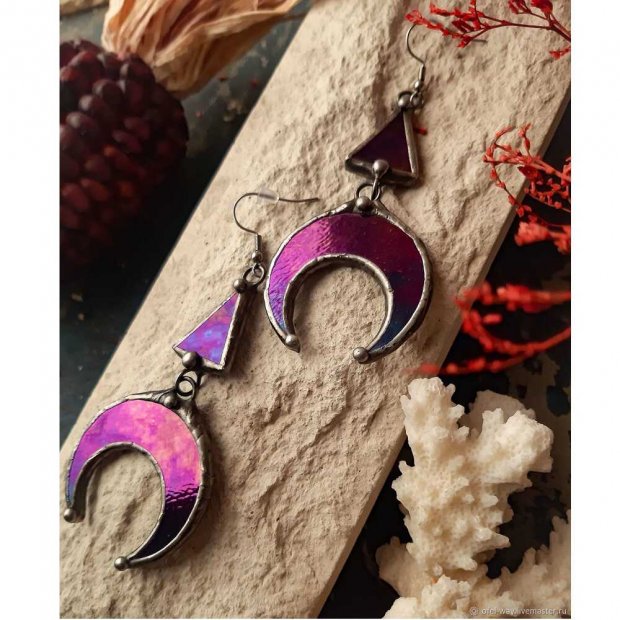 Purple Moon with Irisation Earrings