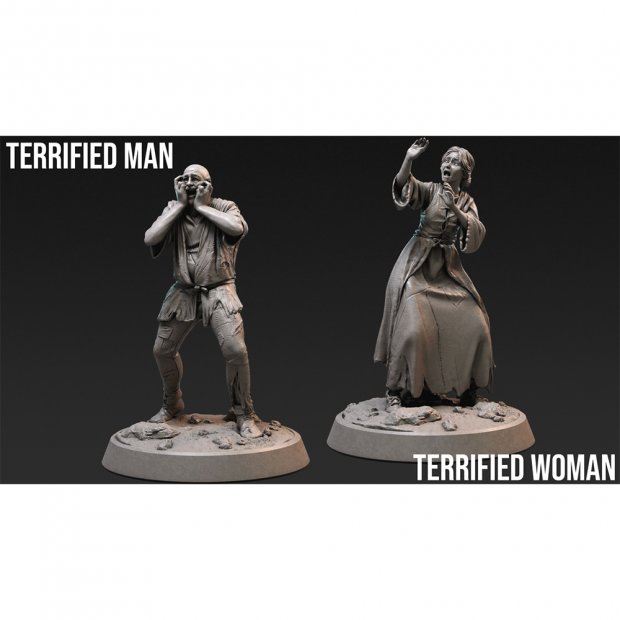 Terrified Man & Woman Figure (Unpainted)