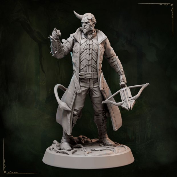 Trevius, a tiefling with a crossbow Figure (Unpainted)