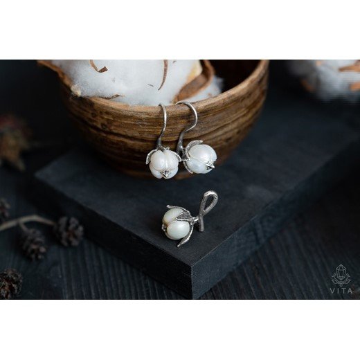 Cotton Flower Jewelry Set