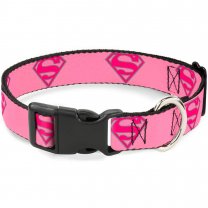 Buckle-Down DC Comics - Superman (Pink) (38-66 cm) Dog Collar Plastic Clip