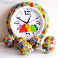 Colored Cats Wall Clock