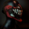 Samurai mask with movable jaw (Red)
