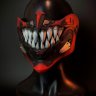 Samurai mask with movable jaw (Red)