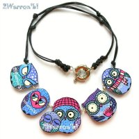 Blue Tones Owls Necklace