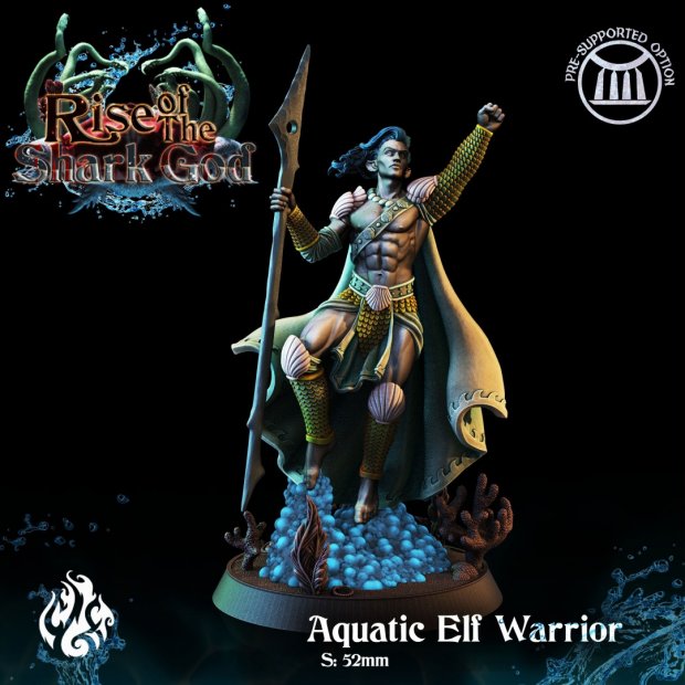 Aquatic Elf Warrior Figure (Unpainted)