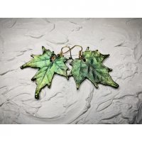Green Maple Leaf Earrings
