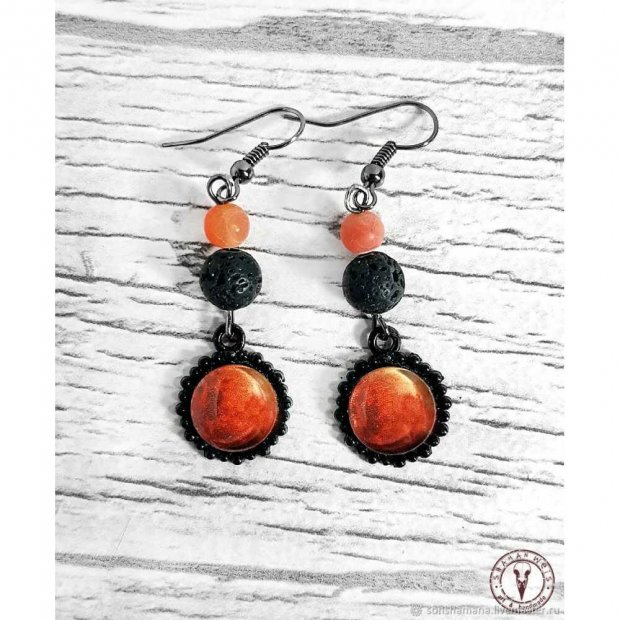 Red Moon Earrings