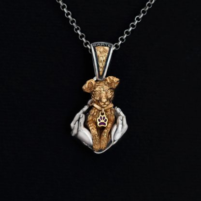 Puppy in hands Pendant Necklace