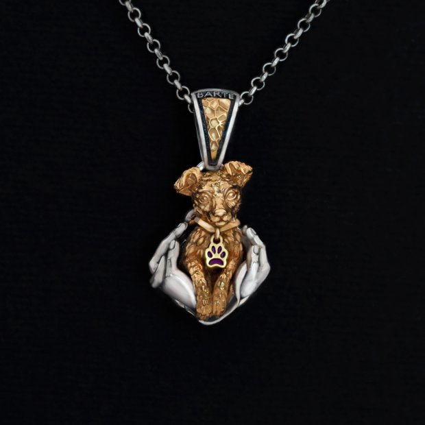 Puppy in hands Pendant Necklace