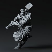 Paladin with a two-handed hammer in battle Figure (Unpainted)