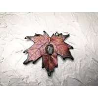 Scarlet Maple Leaf With Eye Pendant Necklace