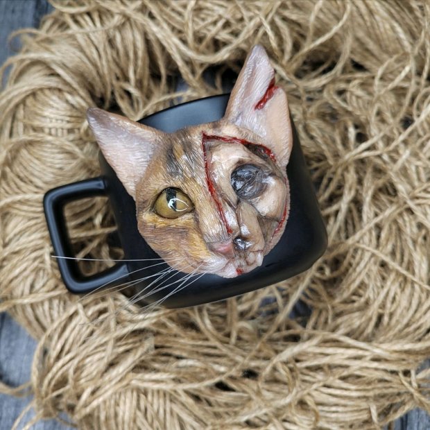 Zombie Cat Mug With Decor