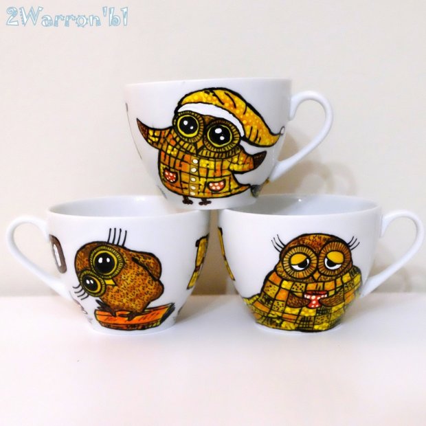Sleepy Owls Mug with Saucer
