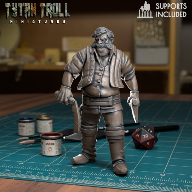 Angry Fat Man Figure (Unpainted)