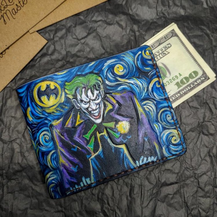 Handmade DC Comics - Batman & Joker Van Gogh Custom Wallet