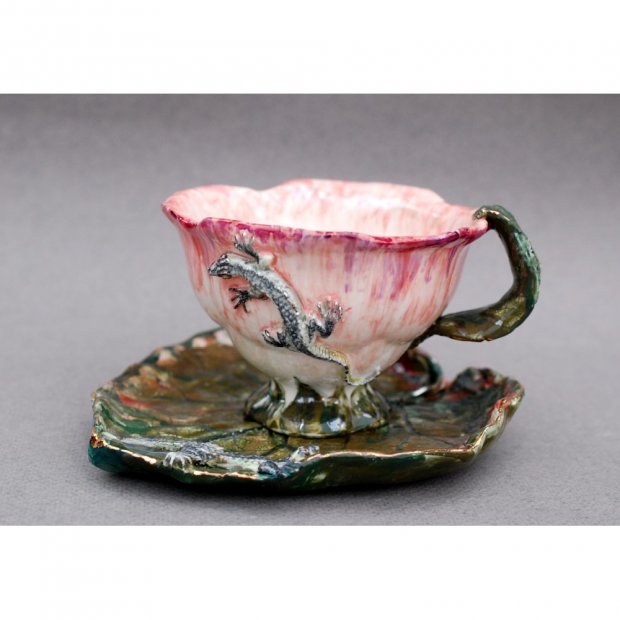Lizard Mug With Saucer