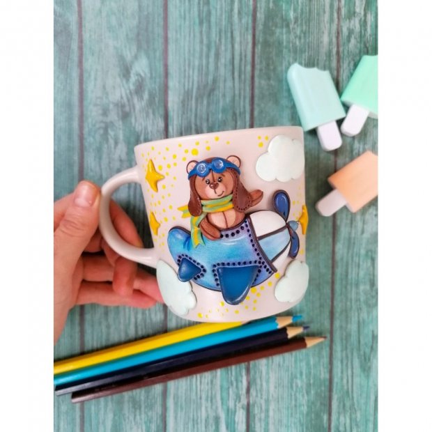 Bear Pilot Mug With Decor