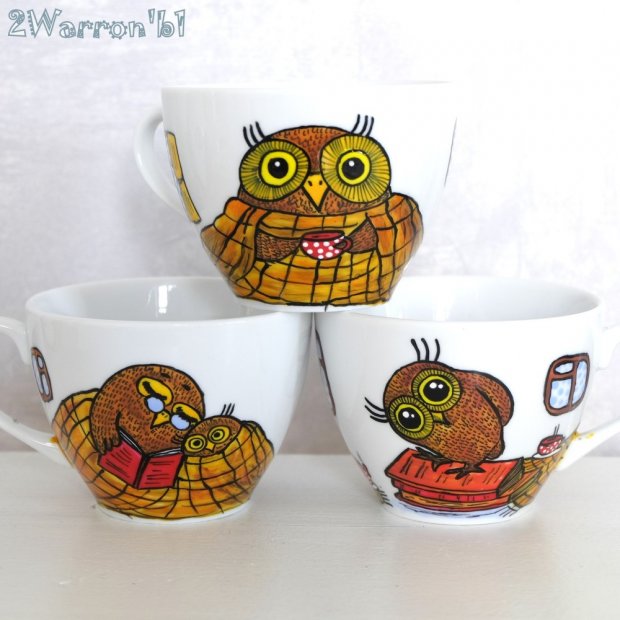 Warm Owls Mug with Saucer