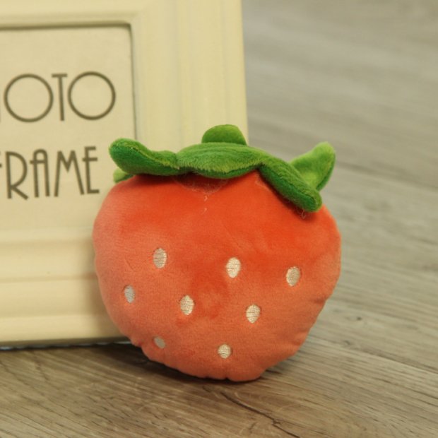 Fruit & Vegetable Plush Pet Toys (Strawberry pink)