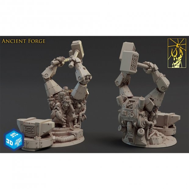 Dwarf blacksmith in the forge-automaton Figure (Unpainted)