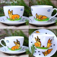 Corgis Mug with Saucer