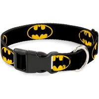 Buckle-Down DC Comics - Batman Black/Yellow (38-66 cm) Dog Collar Plastic Clip