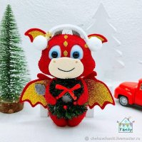 Red Dragon with a wreath Plush Toy