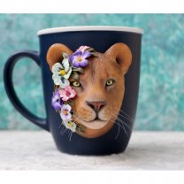 Lioness With Flowers Mug With Decor