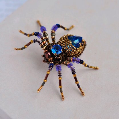 Blue Spider Brooch