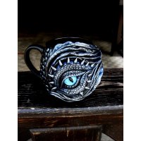 Blue-eyed Dragon Mug With Decor