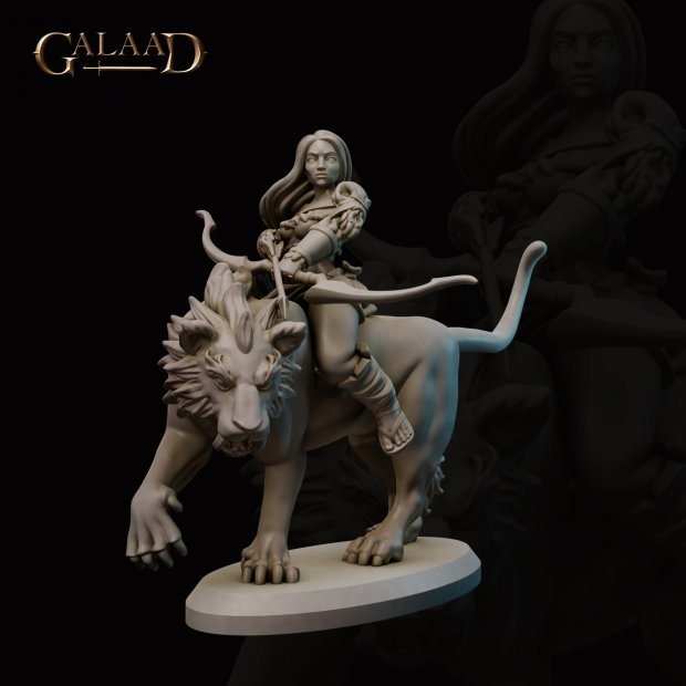 Mounted Amazon 3 Figure (Unpainted)