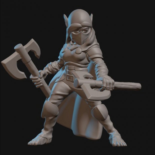 Nedda Greenleaf with axes Figure (Unpainted)