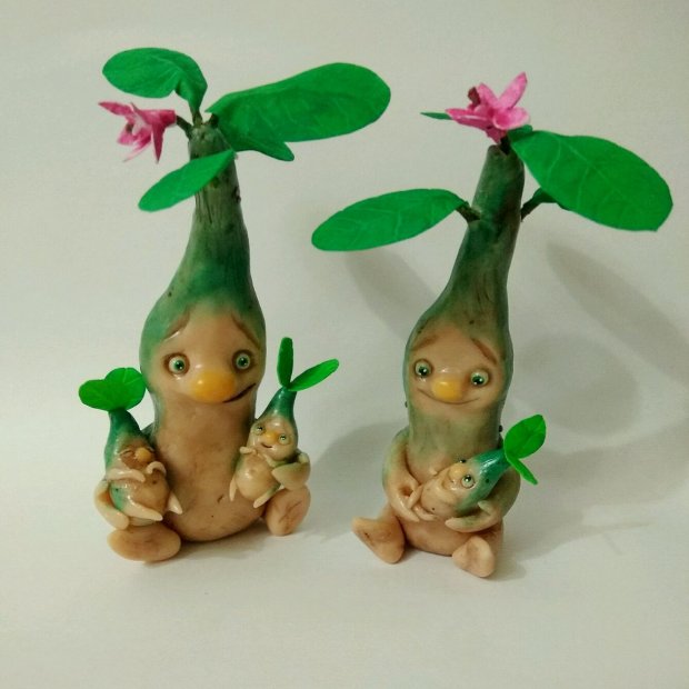 Adenium Flowers Set Of 2 Figures