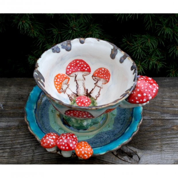 Little Fly Agaric Mug With Saucer