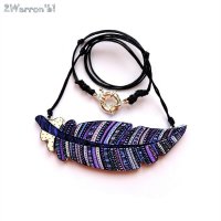 Blue Tones Feather Necklace